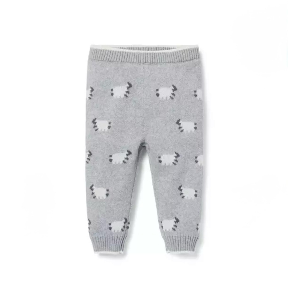 Janie and Jack Gray Knit Sheep Print Baby Sweater Pants Size 12 to 18 M